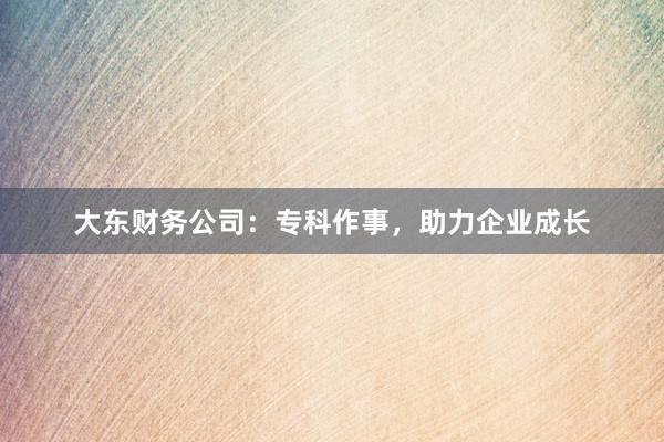 大东财务公司:专科作事,助力企业成长